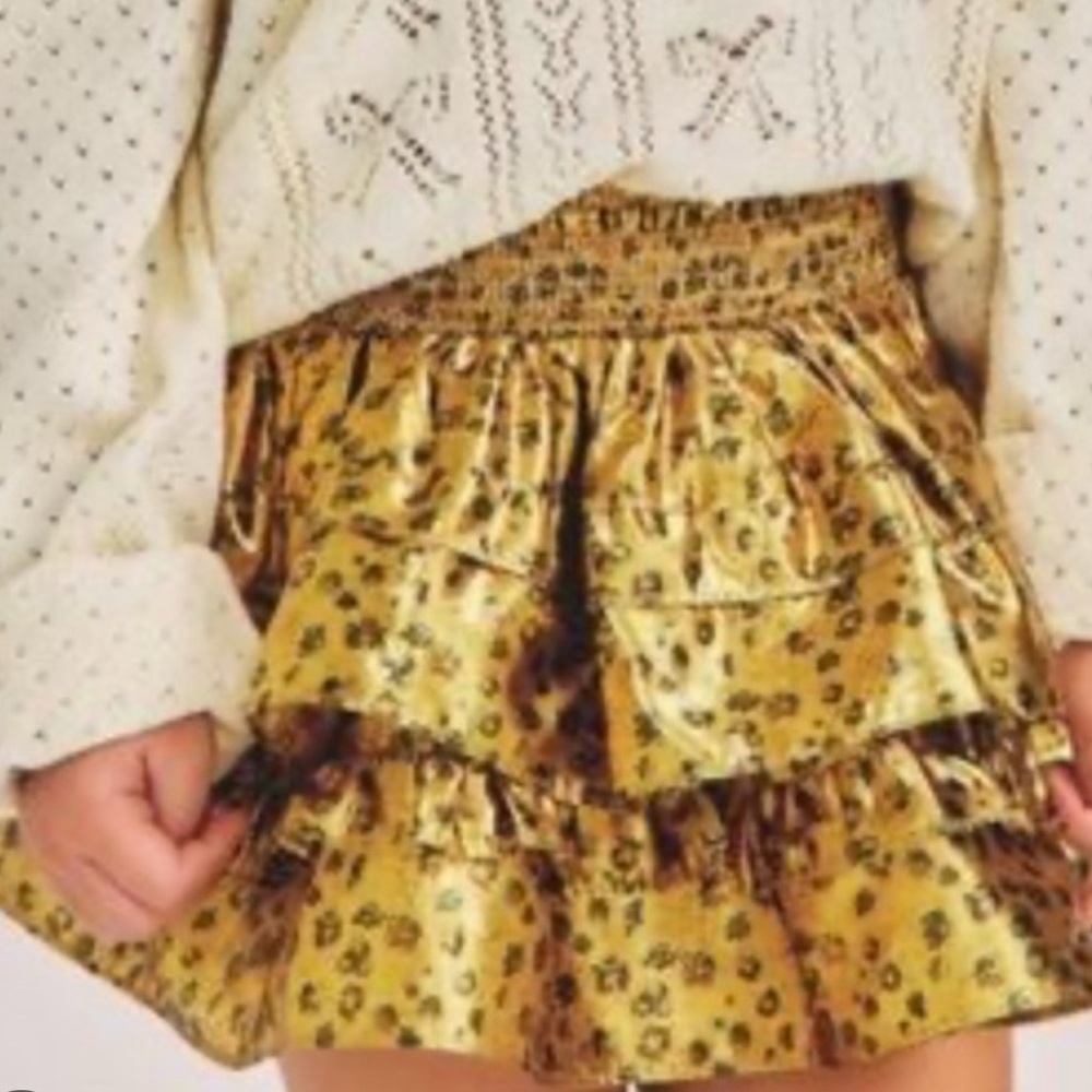 LoveShackFancy Gold Ruffle Girls Skirt. Size 12 Y